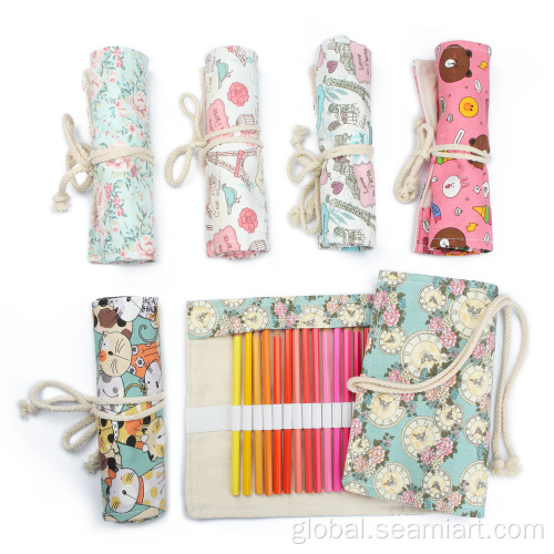 Pencil Roll Up Pencil Case seamiart Canvas Pencil Roll Wrap Pen Bag Factory